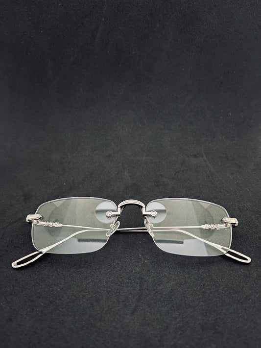 Okulary blue light w kolorze srebrnym – do pracy przy komputerze, widok z przodu