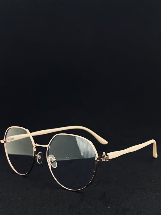 Różowe okulary blokujące światło niebieskie, minimalistyczne okrągłe