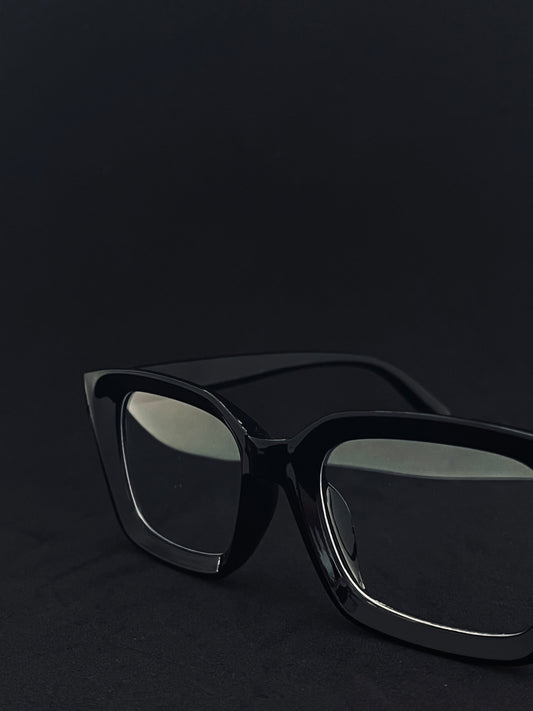 Stylowe blue light blocking glasses czarne chroniące oczy przed ekranem, widok z przodu