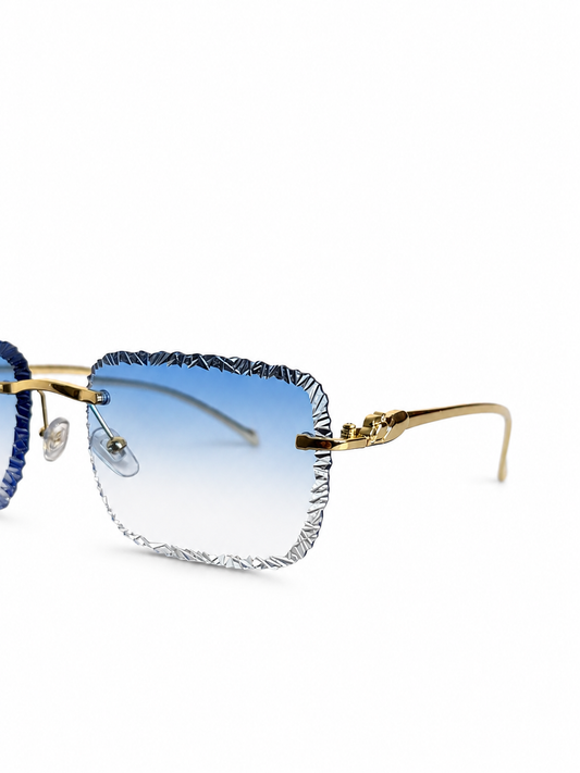 FashionSight™ ICE EDGE Blue Gold – bezramkowe okulary przeciwsłoneczne UV400